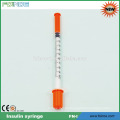 disposable orange cap insulin syringe with needle